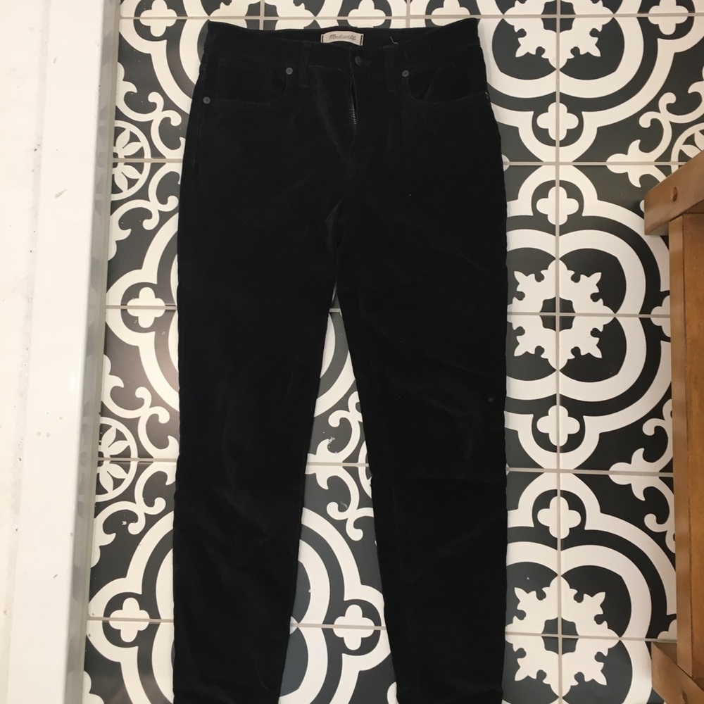 Madewell High Riser Skinny, black velour